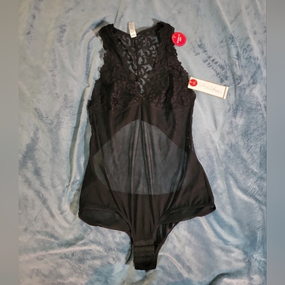 Marilyn Monroe IntimaElegant Black Sheer Lace Bodysuit Womens XL - Picture 5 of 12